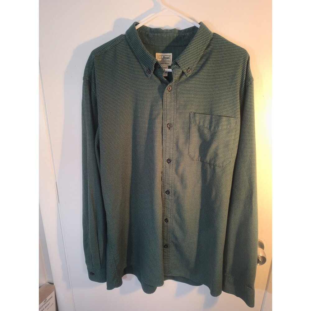 LL Bean Wicked Good Flannel Houndstooth Slightly Fitted Shirt Men's sz XL Reg